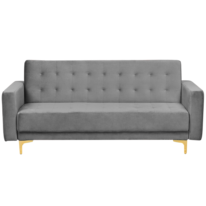 3-seater sofa ABERDEEN Velvet Grey Extendable [2]