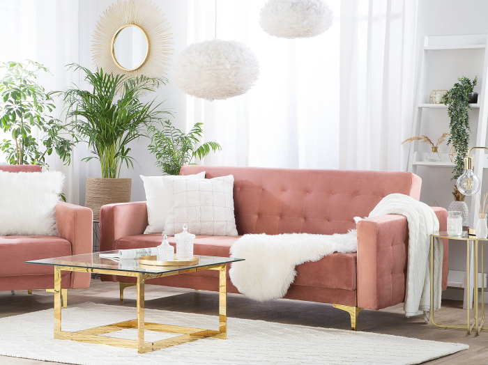 3-Seater Sofa ABERDEEN Pink Velvet [1]