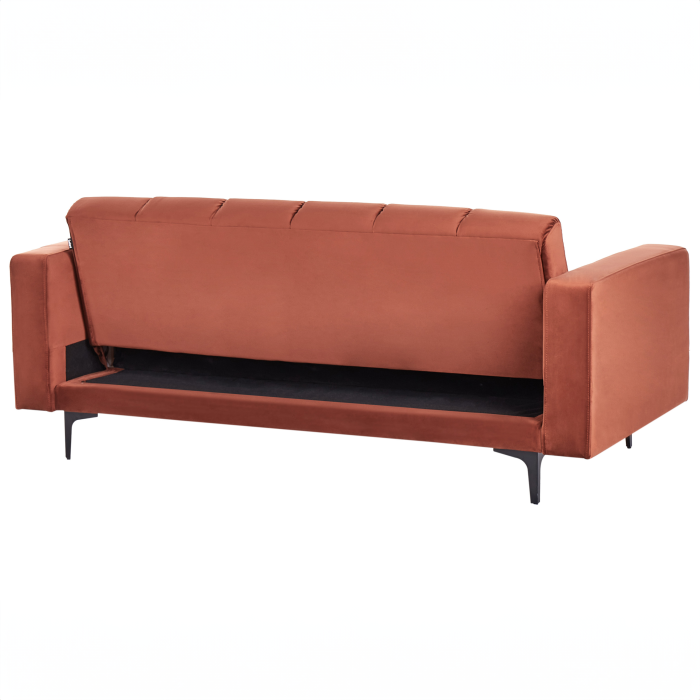 Canapea extensibilă cu 3 locuri ALNES Catifea Roșu deschis [6]