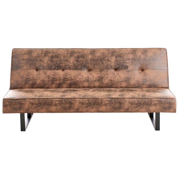 Canapea extensibilă cu 3 locuri DERBY Piele ecologică Maro auriu [2]