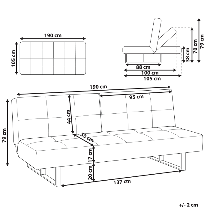 Canapea extensibilă cu 3 locuri DUBLIN  Verde [3]