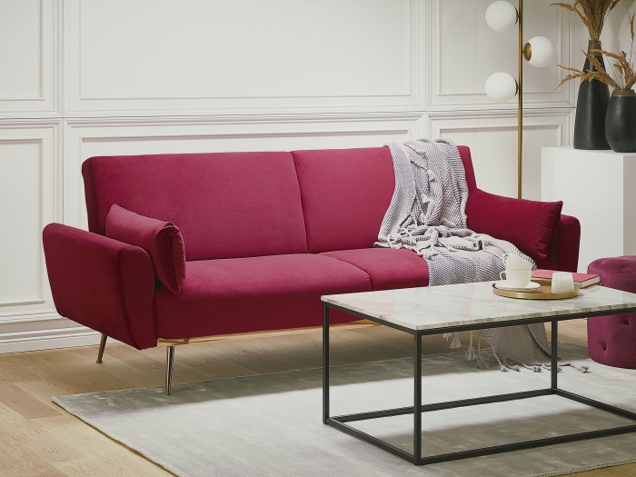 EINA 3-seater corner sofa Velvet Burgundy [1]