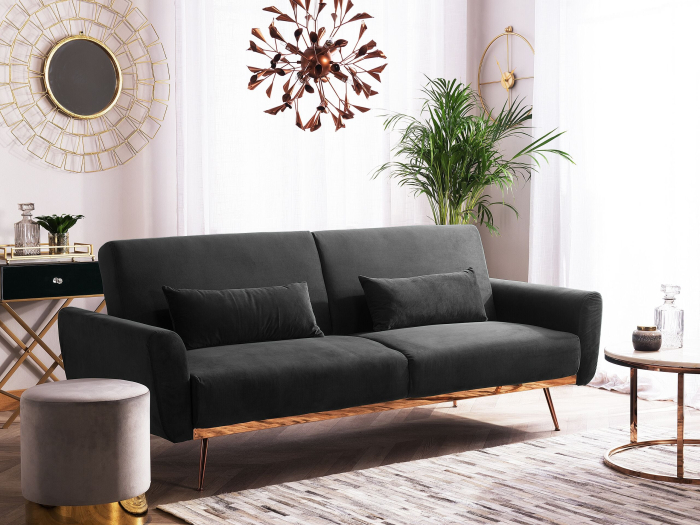 3-seater sofa bed EINA Black Velvet [1]