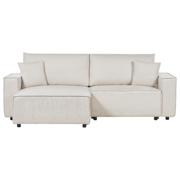 Canapea extensibilă cu 3 locuri KARILA  Bej deschis cu depozitare Dreapta [2]