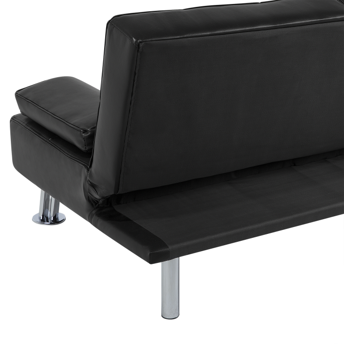 Canapea extensibilă cu 3 locuri ROXEN Piele ecologică Negru [9]