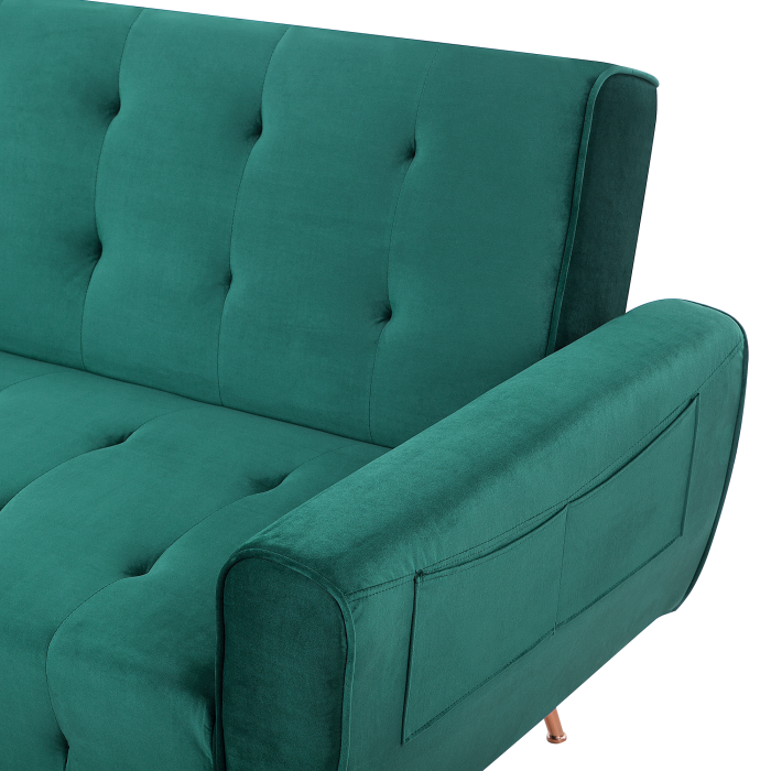 Canapea extensibilă cu 3 locuri SELNES Catifea Verde smarald [8]