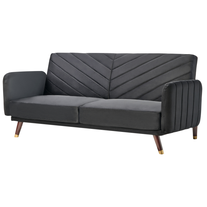 Canapea extensibilă cu 3 locuri SENJA Catifea Negru [4]