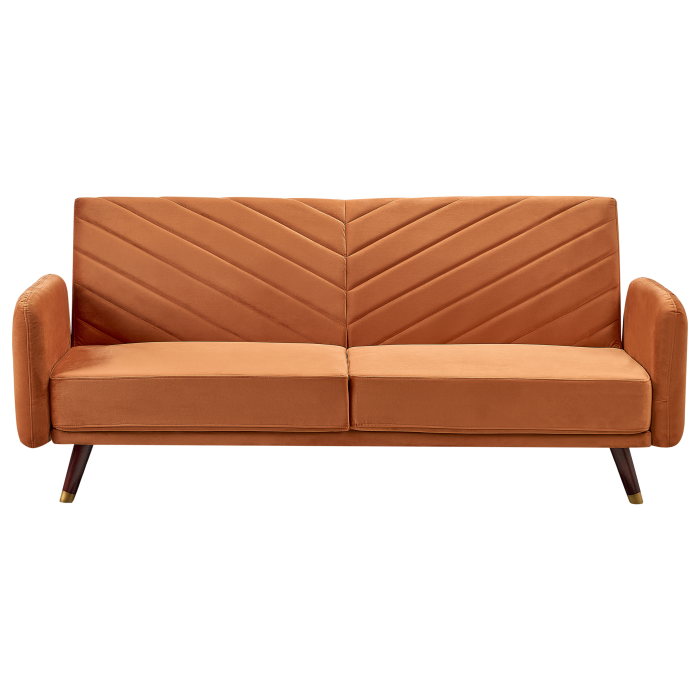 3-seater sofa bed SENJA Orange velvet [2]