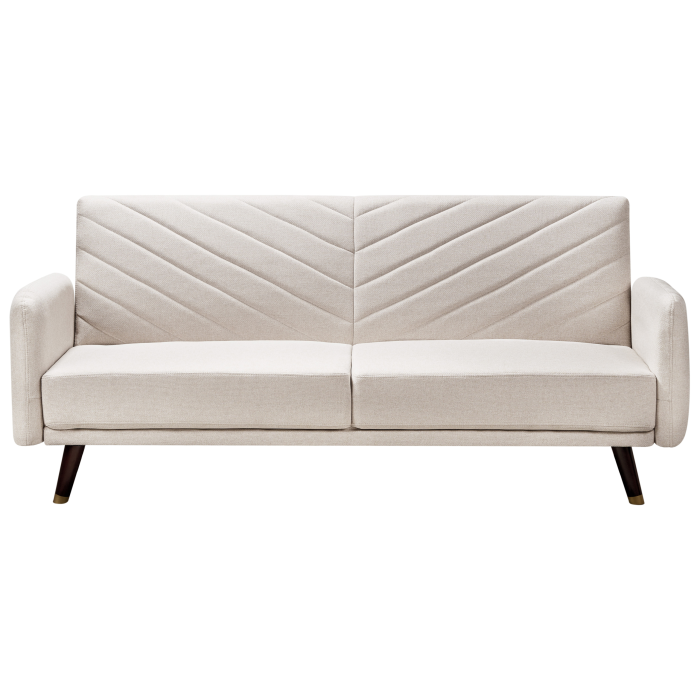 SENJA 3-Seater Sofa Bed Synthetic Linen Light Beige [2]