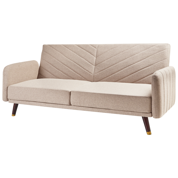 3-seater sofa SENJA Synthetic Linen Light Brown [4]