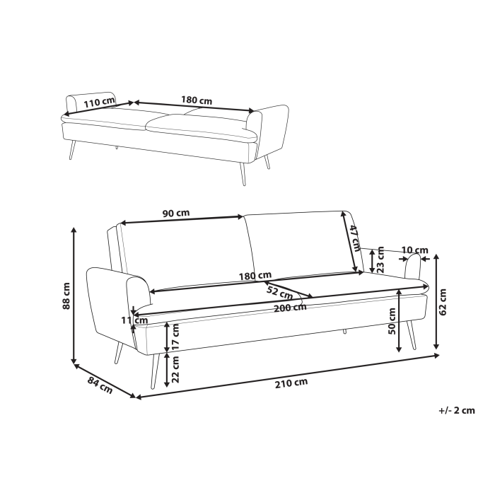 Canapea extensibilă cu 3 locuri VETTRE Catifea Verde închis [3]