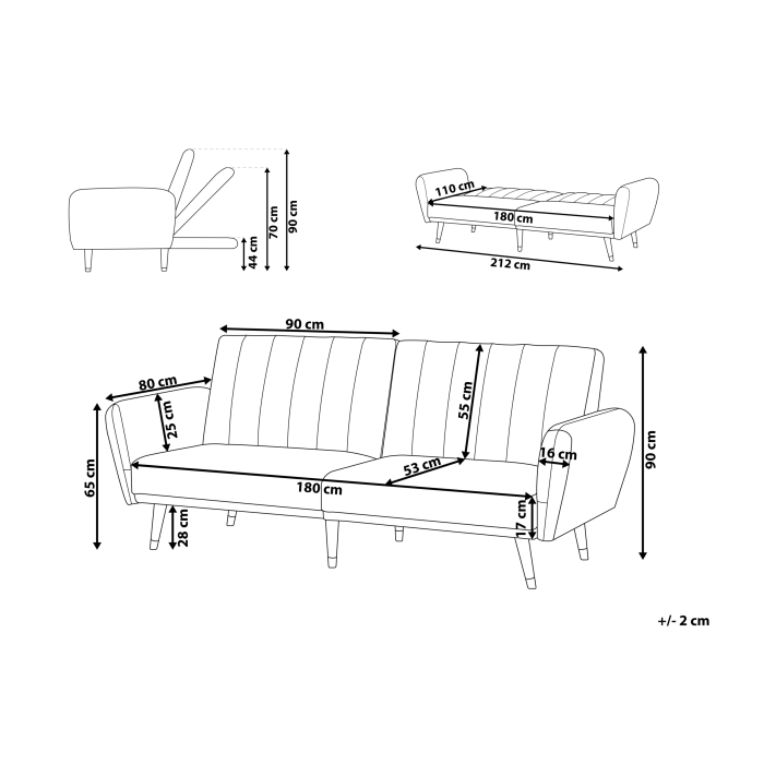 Canapea extensibilă cu 3 locuri VIMMERBY Catifea Albastru deschis [3]
