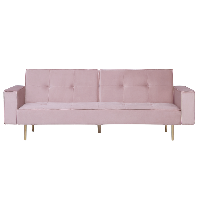 3-seater sofa bed VISNES Velvet Pink [2]
