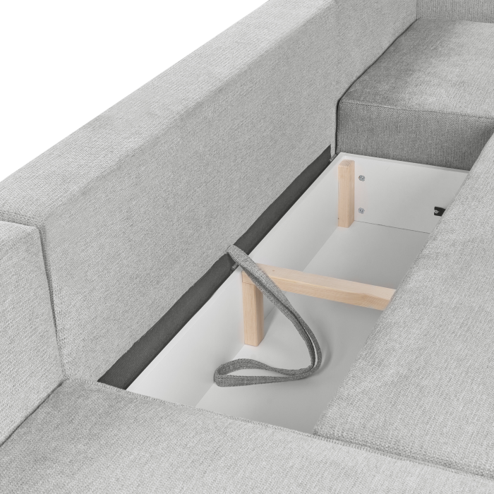 U-shaped sofa bed with VATNE 4-seater Light Grey with storage [10]