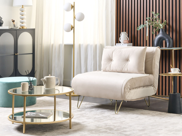 Canapea extensibilă single VESTFOLD Catifea Bej [1]