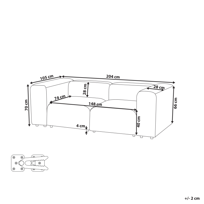 Canapea modulară cu 2 locuri FALSTERBO Catifea Bej [3]