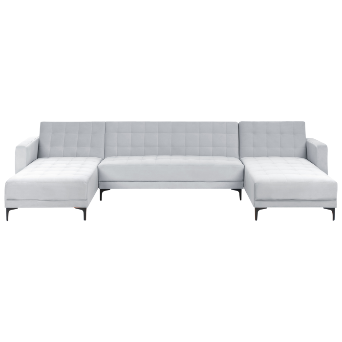 5-seater modular U-shaped sofa ABERDEEN Velvet Light grey [2]
