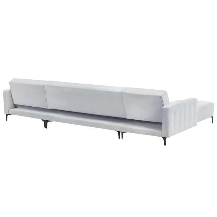 5-seater modular U-shaped sofa ABERDEEN Velvet Light grey [6]