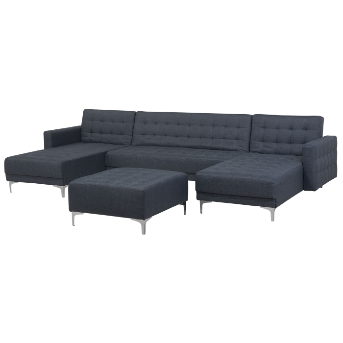 5-seater modular U-shaped sofa bed ABERDEEN Dark Grey with Ottoman [4]
