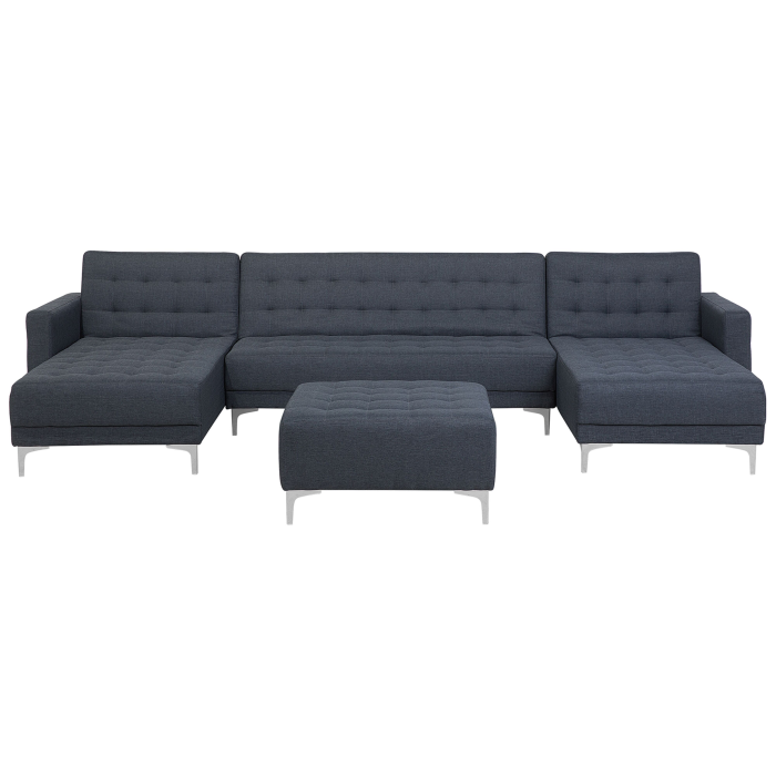 5-seater modular U-shaped sofa bed ABERDEEN Dark Grey with Ottoman [2]