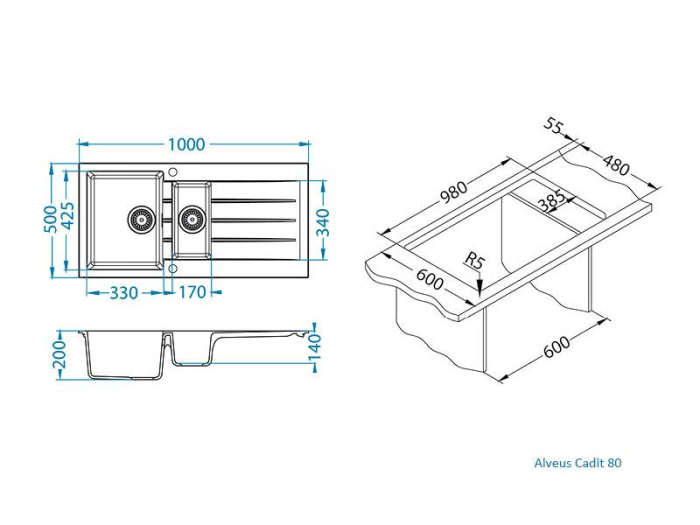 Cadit 80 black composite sink [2]