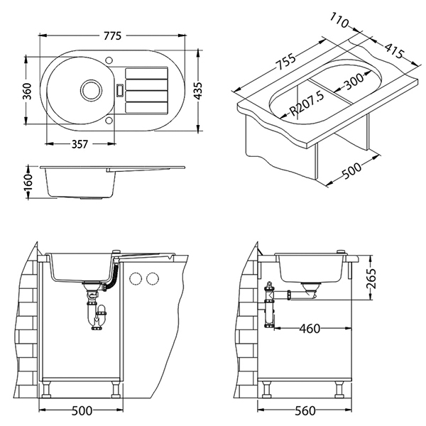 Niagara 40 black composite sink [2]