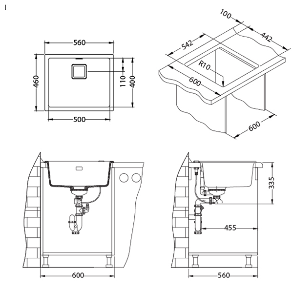 Quadrix 50 White composite sink [4]