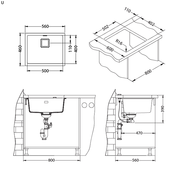 Quadrix 50 White composite sink [3]
