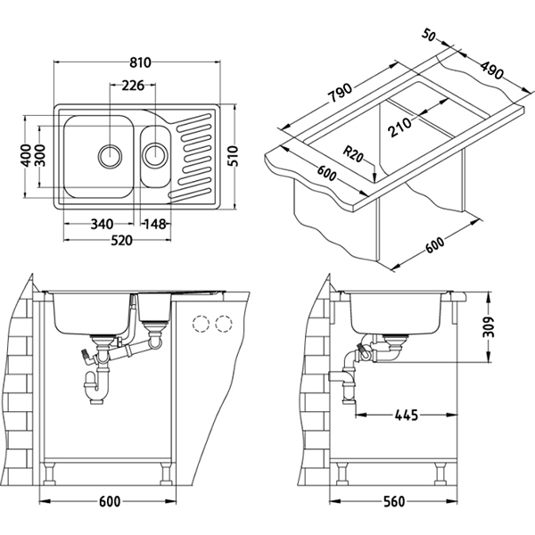Chiuveta inox Elegant 110 satin [3]