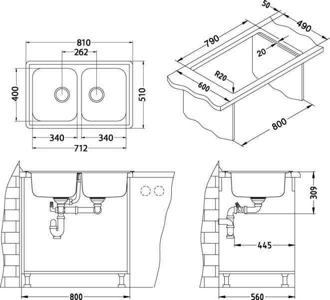 Chiuveta inox Elegant 40 satin [3]