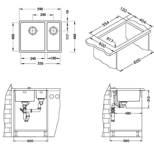 Stainless steel sink Kombino 120 [3]