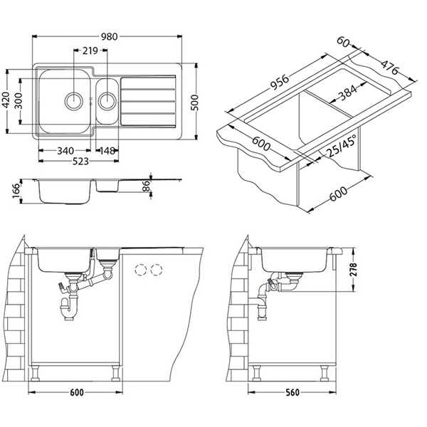Chiuveta inox Line 10 satin [3]