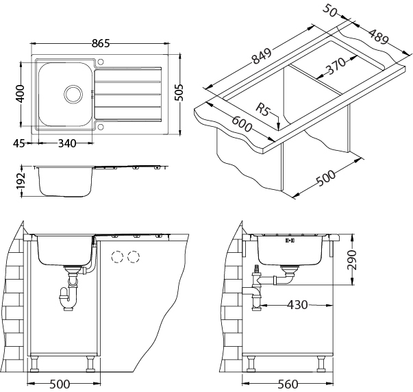 Chiuveta inox Line 20 Maxim satin [6]