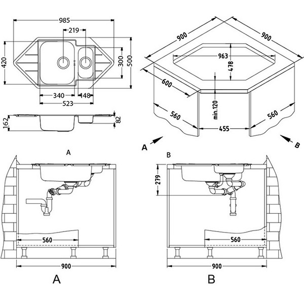 Stainless steel sink Line 40 satin [3]