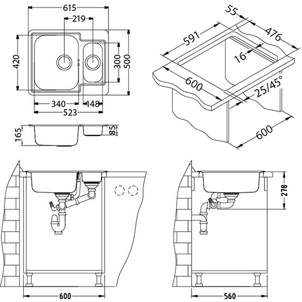 Chiuveta inox Line 50 leinen dreapta [3]