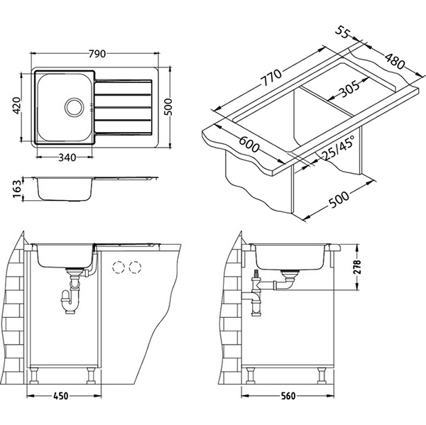 Stainless steel sink Line 80 satin [3]