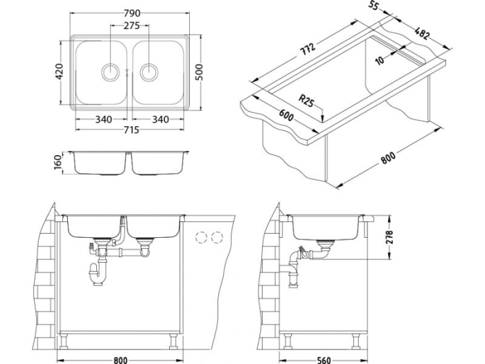Chiuveta inox Line 90 satin [3]
