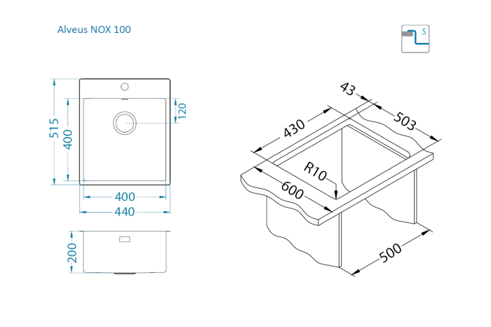 Chiuveta inox Nox 100 [2]