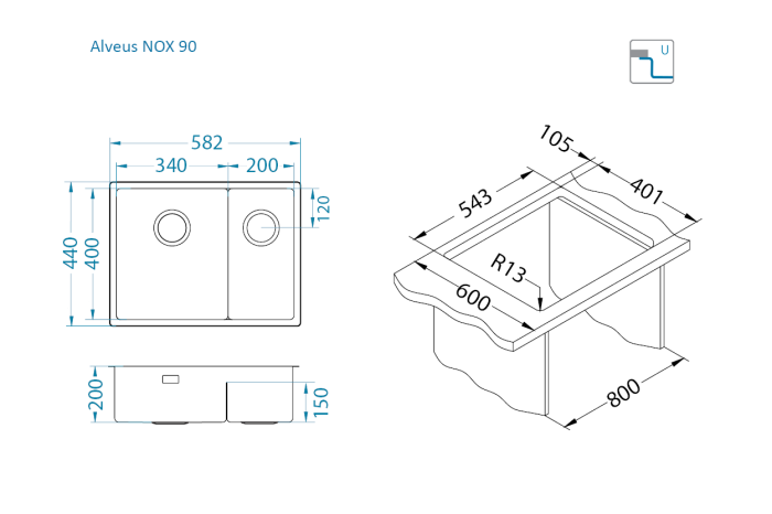 Nox 80 stainless steel sink [6]