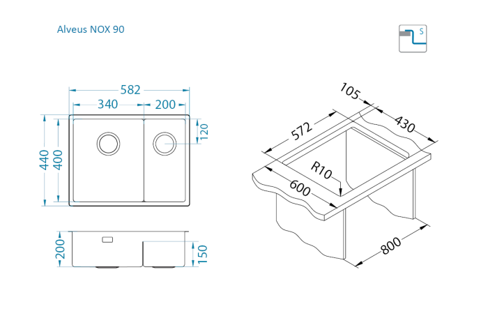 Nox 80 stainless steel sink [5]