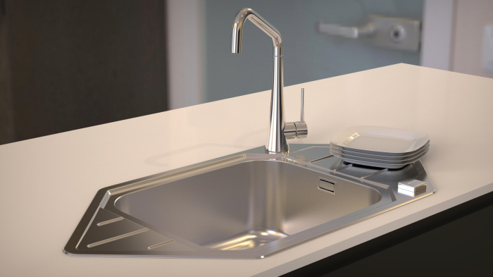 Praktik 130 satin stainless steel sink (corner installation) [4]