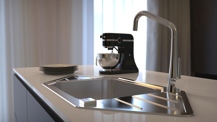 Praktik 130 satin stainless steel sink (corner installation) [5]