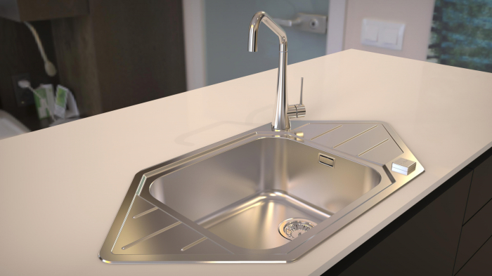 Praktik 130 satin stainless steel sink (corner installation) [2]