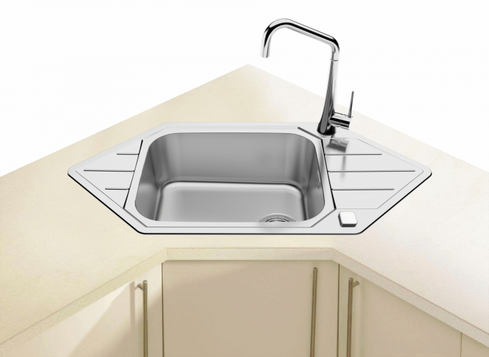 Praktik 130 satin stainless steel sink (corner installation) [7]