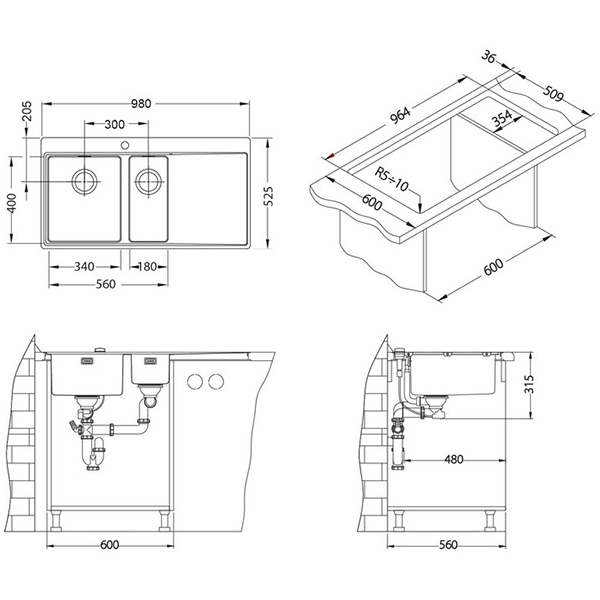 Stainless steel sink Pure 60 right [5]