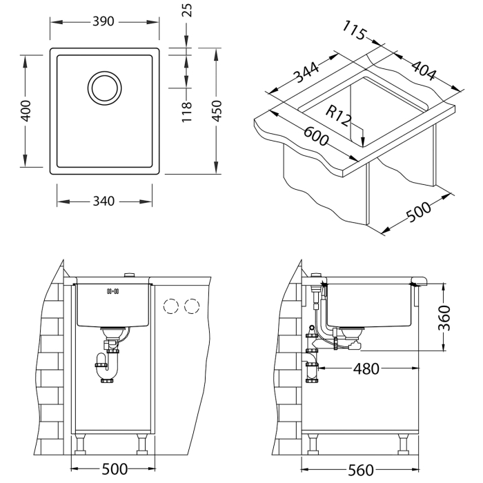 Stainless steel sink Quadrix 20 [4]