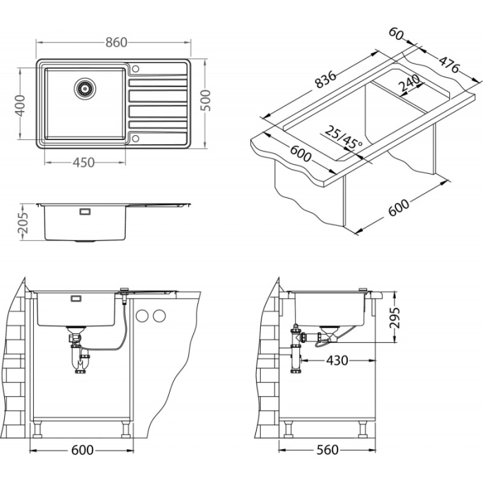 Chiuveta inox Rando 50 stanga [4]