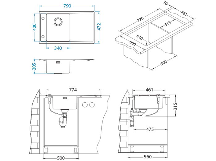 Stricto 10 stainless steel sink left [3]