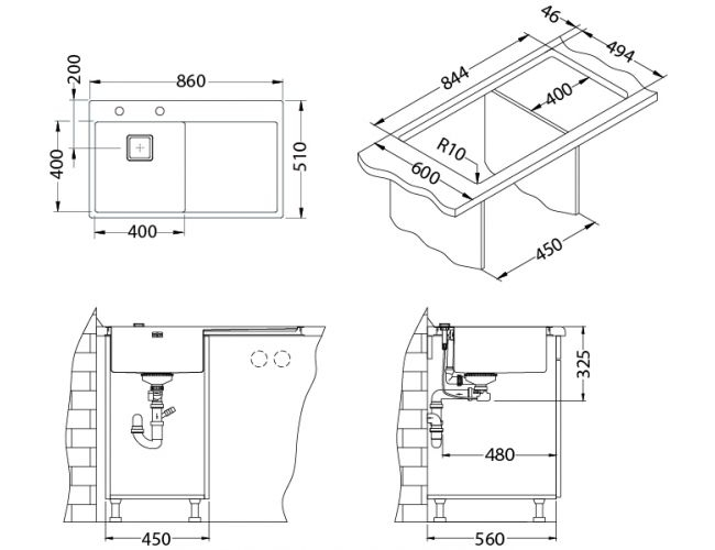 Stylux 50 left stainless steel sink [4]