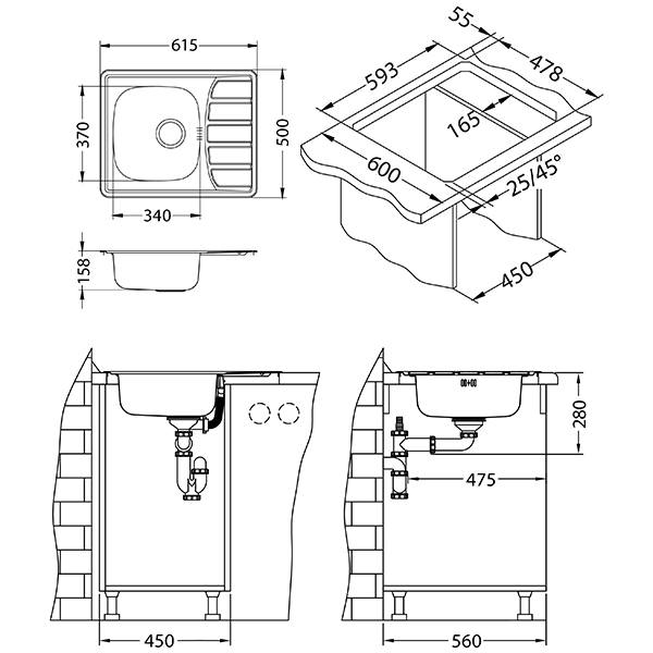 Stainless steel sink Zoom 10 satin [3]